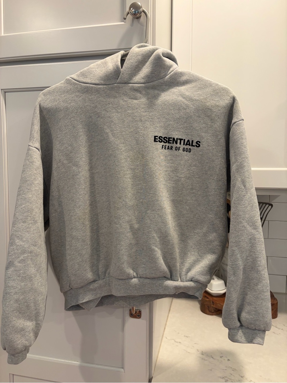 Fear of God Essentials Gray Logo Pullover Hoodie